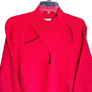 NWT Chic Red Cowl Neck Sweater w/ Cutouts From The Drop Size 2X
